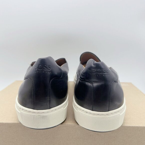 HUGO BOSS Men's Mirage Slon Slip-On Sneaker Black Leather US 12 -Made in Italy - Picture 6 of 10